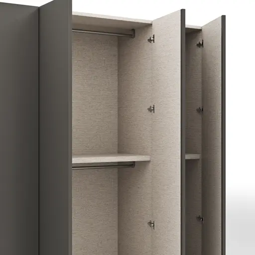 Drehtürenschrank Loretto - B ca. 254 cm, Melamin matt, Anthrazit