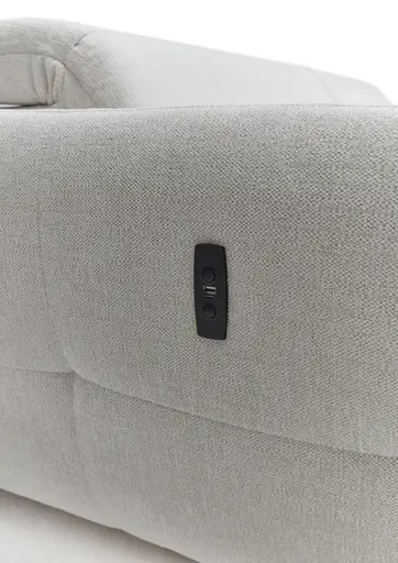 Ecksofa JAIMIE - 1,5-Sitzer mit Longchair rechts inkl. Relaxfunktion, verstellbare Kopfstütze, Stoff, Beige