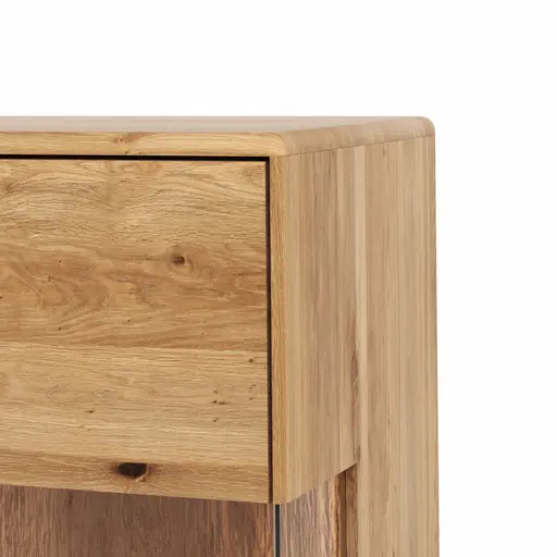 Vitrine Hillsboro - inkl. Beleuchtung, Anschlag Links, Wildeiche natur, geölt