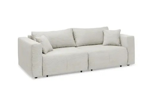 Megasofa Juless - Schlaffunktion mit Bettkasten, Cord, Hellgrau