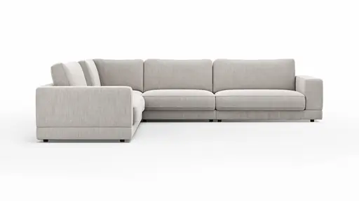 Ecksofa Juni - Ecke links mit 3-Sitzer, Stoff, Hellgrau