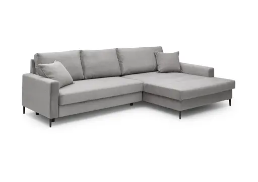 Ecksofa - 3-Sitzer mit Longchair rechts, Stoff, Eisengrau
