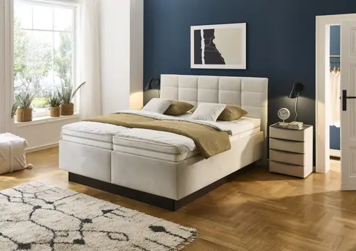 Polsterbett - Liegefläche ca. 180x200 cm, Stoff, Creme