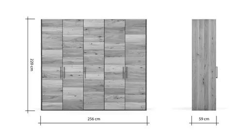 Drehtürenschrank Colorado - B ca. 256 cm, Wildeichefurnier natur