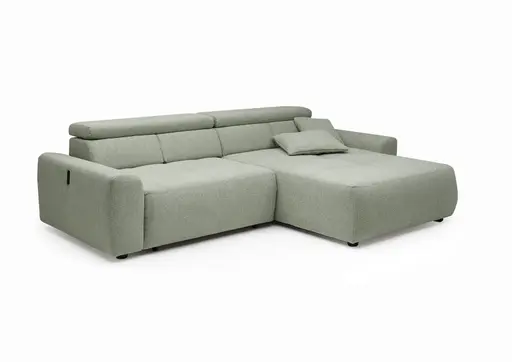 Ecksofa JYTTE - Sofa 2-sitzig mit Longchair rechts, Stoff, Lindgrün