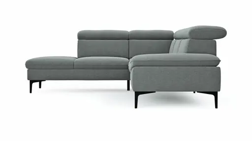 Ecksofa Felipa - Ecke links mit 2,5-Sitzer inkl. Kopfteil verstellbar, Stoff, Grau
