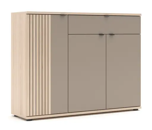 Garderobe - mit Beleuchtung, Riva Eiche Nachbildung, Basalt