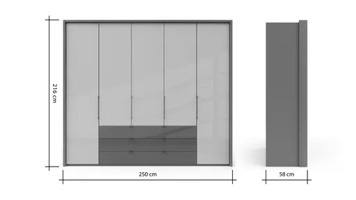 Drehtürenschrank Marbella - B. ca. 257cm, Korpus, Front Glas, Weiß