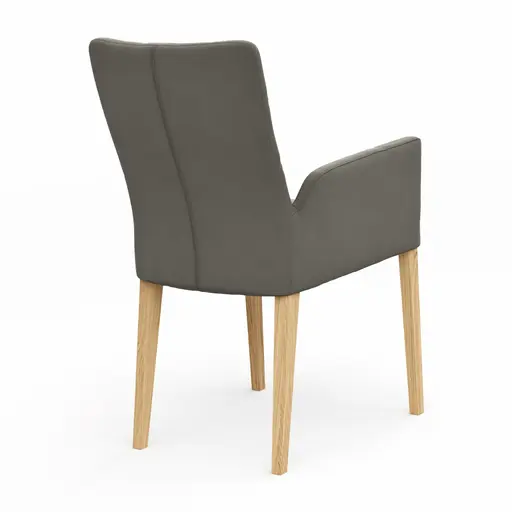 Armlehnstuhl Tuma - Leder, Graubraun