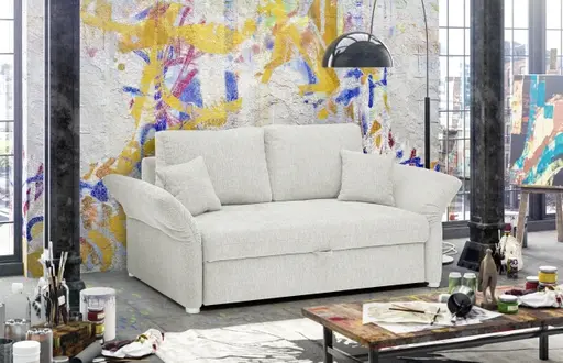 Sofa JORDEN - 2,5-Sitzer, inkl. Schlaffunktion, verstellbare Armlehnen, Stoff, Beige