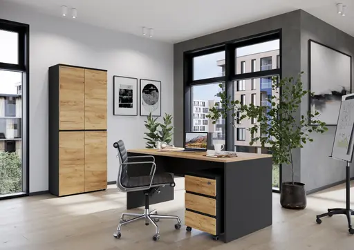 Rollcontainer GRIFFIN - Graphit, Eiche Nachbildung