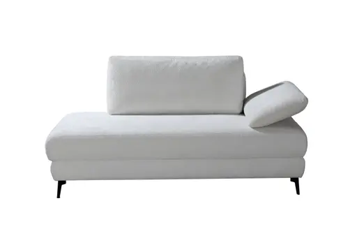 Einzelliege - Schlaffunktion mit Bettkasten, Armteil verstellbar, Stoff, Weiß