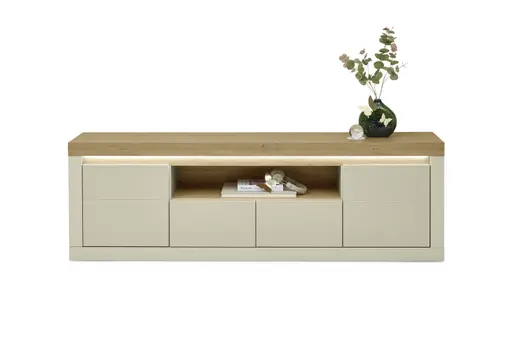 TV-Lowboard - mit Beleuchtung, B ca. 194 cm, Kaschmir, Stone Eiche Nachbildung