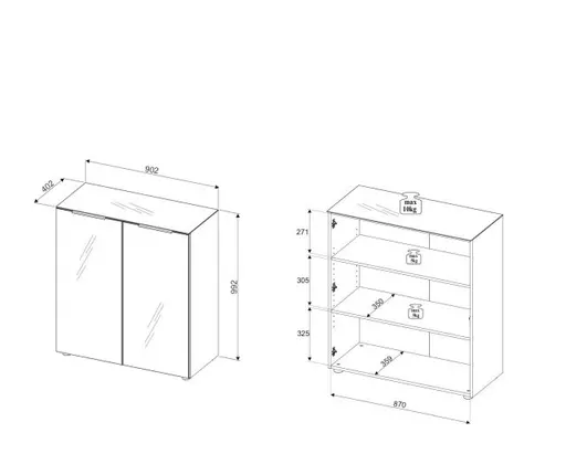 Kommode - B ca. 90 cm, Weiß