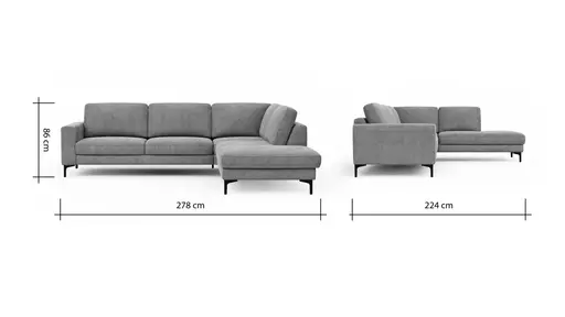 Ecksofa Oviedo - Ecke links mit 2,5-Sitzer, Stoff, Grau