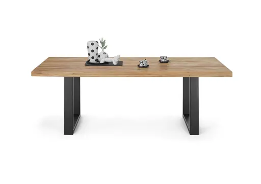 Esstisch - LB ca. 200x100 cm, Wildeiche massiv geölt, Schwarz