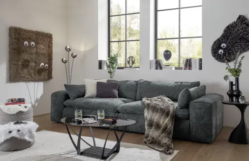 Sofa - 3-Sitzer, Stoff, Graublau