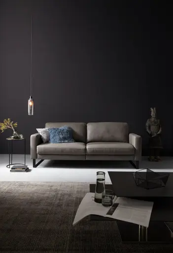 Sofa Enna - 3-Sitzer, Leder, Grau