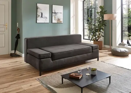 Schlafsofa- 2 Sitzer, Inkl. Bettkasten, Stoff, Anthrazit