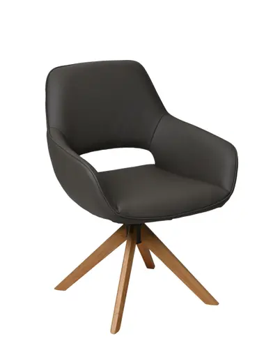 Armlehnstuhl MARIELLE - drehbar, Leder, Dunkelbraun