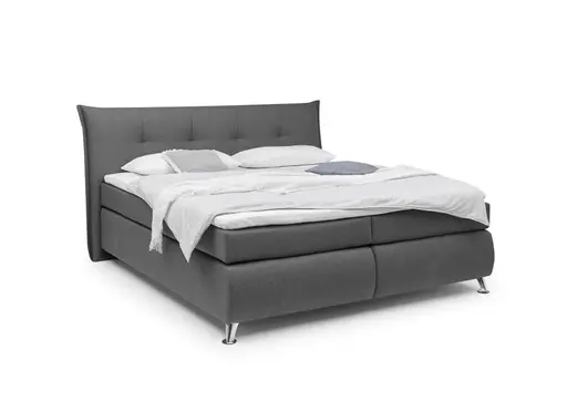 Boxspringbett HAROA- Liegefläche ca. 180x200 cm, Stoff, Anthrazit, Bonell, Inkl. Topper