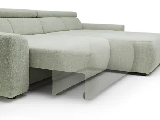 Ecksofa JYTTE - Sofa 2-sitzig mit Longchair rechts, Stoff, Lindgrün