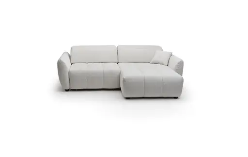 Ecksofa JAIMIE - 1,5-Sitzer mit Longchair rechts inkl. Relaxfunktion, verstellbare Kopfstütze, Stoff, Beige