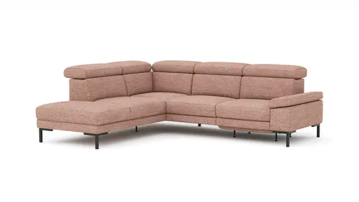 Ecksofa Hudson - Ecke links mit 2,5-Sitzer, inkl. Kopfteil/Armlehne verstellbar und Sitzvorzug/Relaxfunktion (motorisch), Stoff, Kupfer