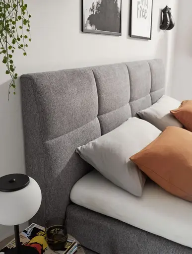  Boxspringbett ALICA- Liegefläche ca. 180x200 cm, Stoff, Grau	
