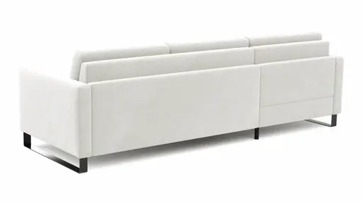 Schlafsofa Laredo - Longchair mit 2-Sitzer rechts inkl. Schlaffunktion mit Bettkasten, Stoff, Graubeige