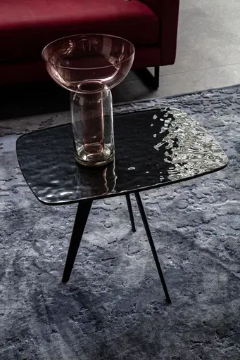 Beistelltisch Susa - LBH ca. 60x45x50 cm, Schmelzglas, Schwarz