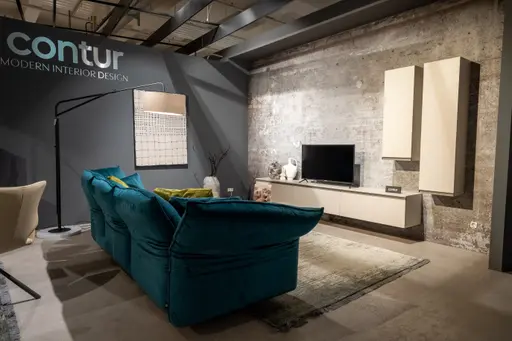 Wohnwand Venzone - B ca. 320 cm, Lack, Hellgrau