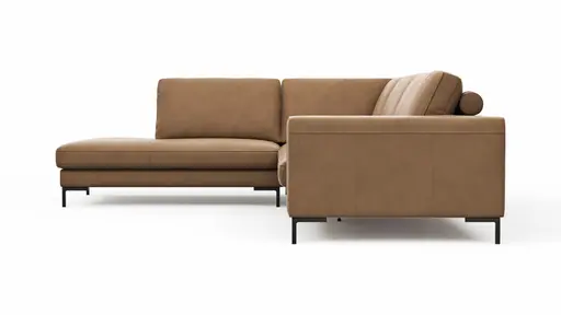 Ecksofa Solano - Ecke Links, 2,5-Sitzer, Leder, Hellbraun
