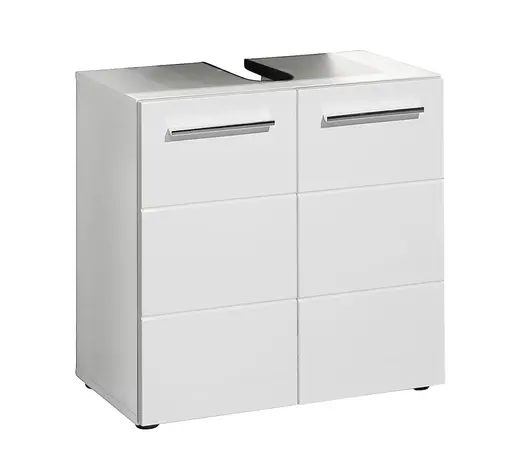 Waschebeckenunterschrank- B ca. 60 cm, Weiß Matt, Weiß Hochglanz