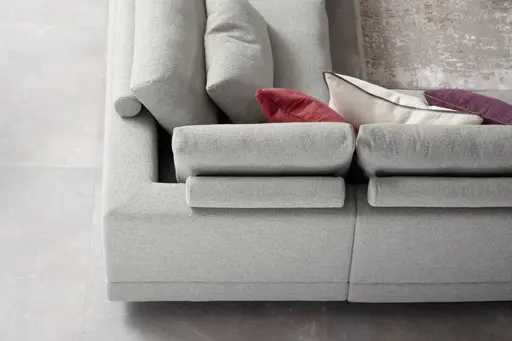 Ecksofa Cuneo - Longchair links, 2,5-Sitzer, Ecke rechts, Stoff, Hellgrau