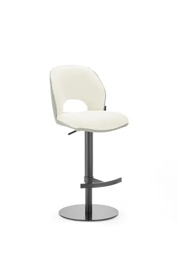 Barhocker MAILE - drehbar, höhenverstellbar, Stoff, Creme