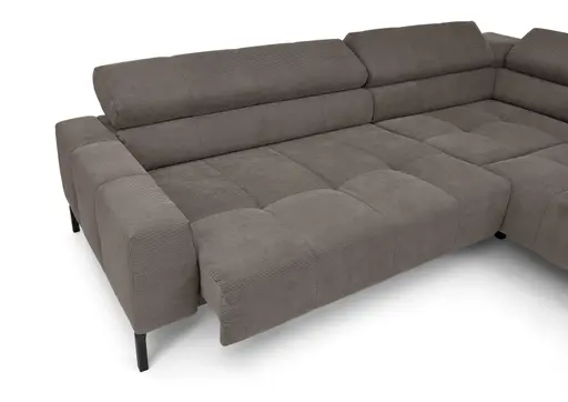  Ecksofa COLLEEN 2.0 - 2-Sitzer mit Ecke rechts, Sitzvorzug motorisch, Feincord, Taupe