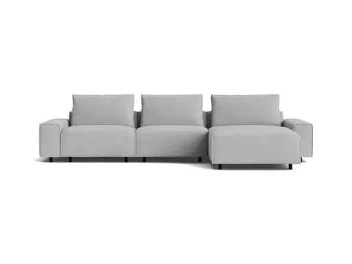 Ecksofa Serava - 2,5-Sitzer mit Longchair rechts, inkl. Relaxfunktion, Stoff, Grau