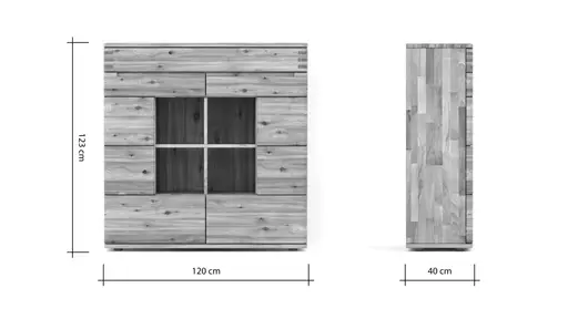 Highboard Cartago Soft - Astbuche massiv, natur geölt