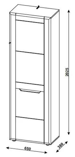 Garderobenschrank - B ca. 65 cm, Eiche Evoke Nachbildung, Weiß Hochglanz