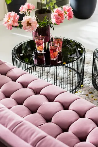 Couchtisch-Set- Stahl, Schwarz, Glas, Schwarz