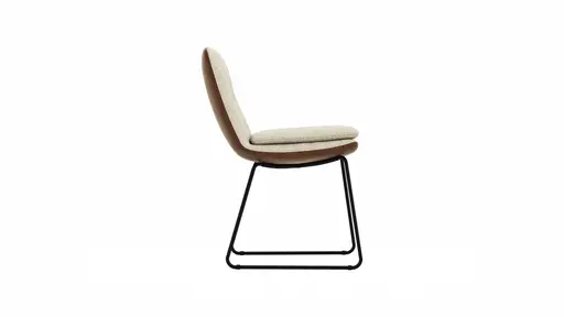 Polsterstuhl Macano - Leder & Stoff, Beige, Cognac