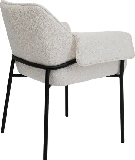 Armlehnstuhl- Stoff, Creme, Metall, Schwarz