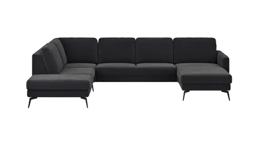 Wohnlandschaft Enna - Ecke links, 2,5-Sitzer, Longchair rechts, Stoff, Anthrazit