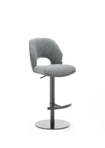 Barhocker MAILE - drehbar, höhenverstellbar, Stoff, Grau, Anthrazit
