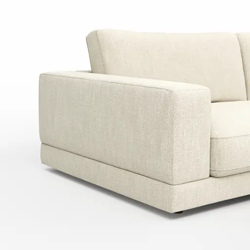 Ecksofa Juni - 1,5-Sitzer mit Longchair rechts, Stoff, Natur
