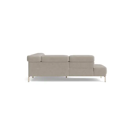 Ecksofa Bolonia - Ecke und Abschlussteil mit 2-Sitzer rechts inkl. Kopfteile und Rückenlehnen verstellbar, Stoff, Graubeige
