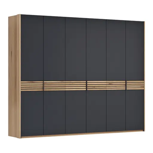 Drehtürenschrank Viana - B ca. 303cm, Lack, Anthrazit