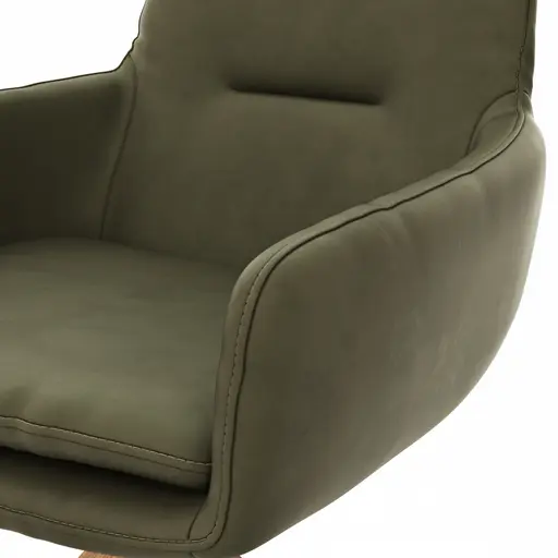 Armlehnstuhl Macano - drehbar, Leder, Olive