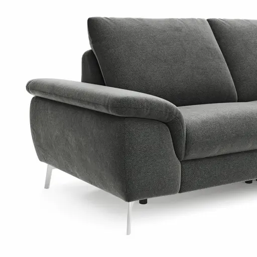 Ecksofa Gotera - 1,5-Sitzer med. + 1,5-Sitzer med. mit Longchair rechts inkl. Rückenlehne verstellbar, Stoff, Anthrazit